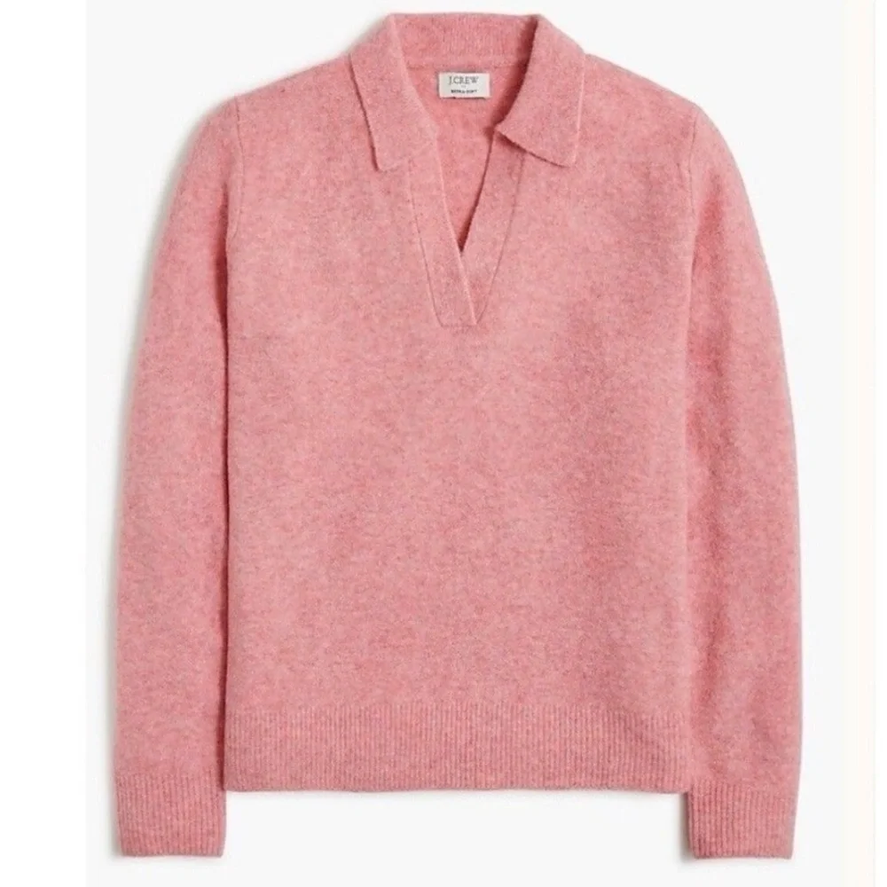 J. CREW Collared Polo Sweater in Extra Soft Yarn Pink Size Small - Picture 2 of 7